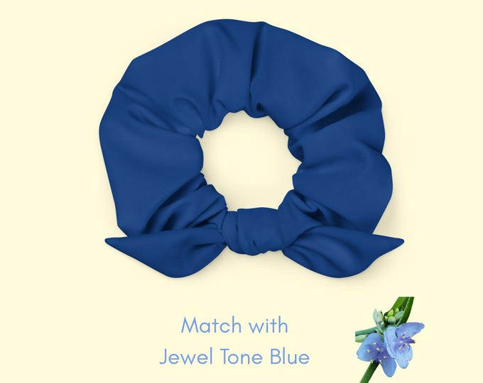 Stylish Jewel Tone Blue Hair Scrunchie for Girls - Recycled Accessory
