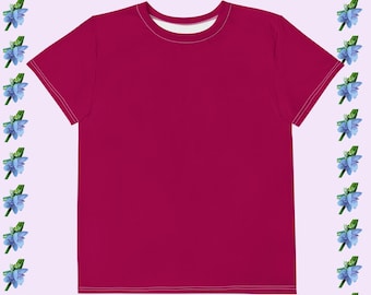 Burgundy Crew Neck T-Shirt for Youth - Cotton Comfort