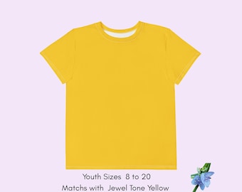 Bright Jewel Tone Yellow Youth Cotton Crew Neck Top