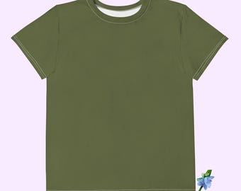 Cotton Youth T-Shirt - Saratoga Green Crew Neck Style
