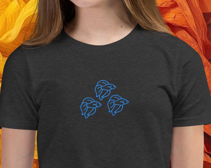 Fish Embroidered Youth T-Shirt - Short Sleeve for Kids
