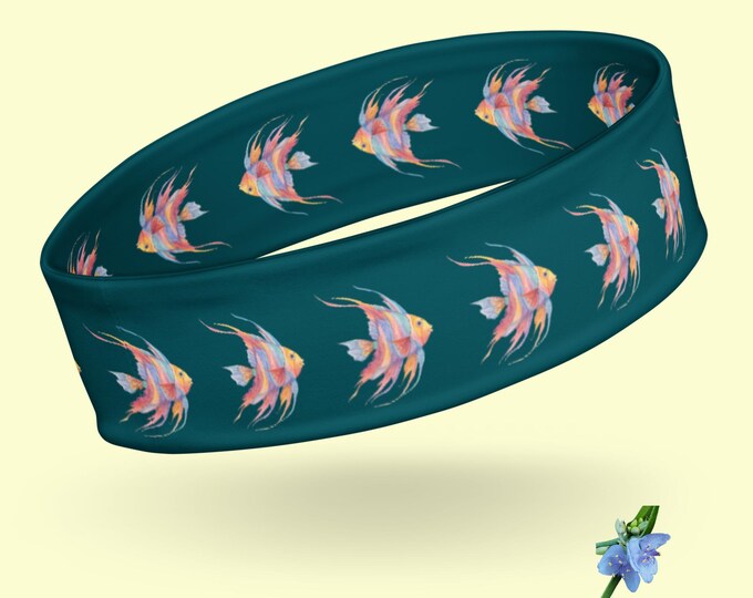 Watercolor Angelfish Headband in Green-Blue