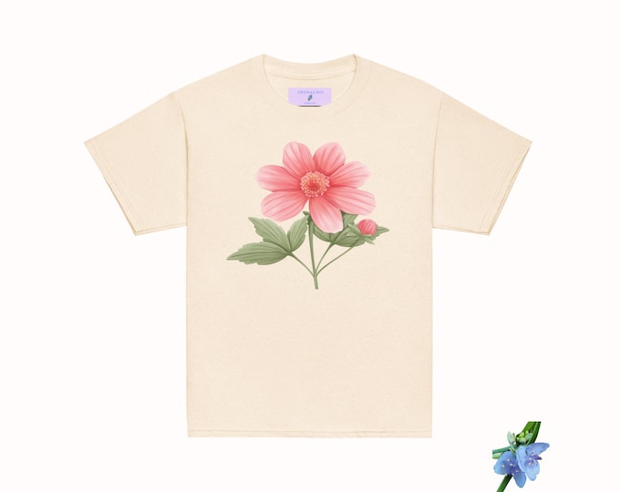Classic Youth T-Shirt featuring a Single Pink Flower