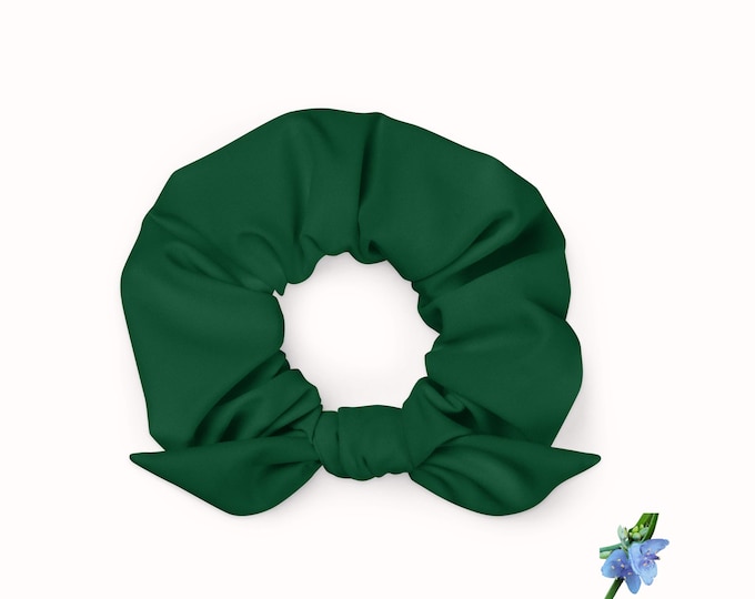 Jewel Tone Green Recycled Scrunchie | Eco-Friendly Hair Accessory for Active Girls
