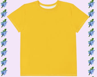 Bright Jewel Tone Yellow Youth Cotton Crew Neck Top