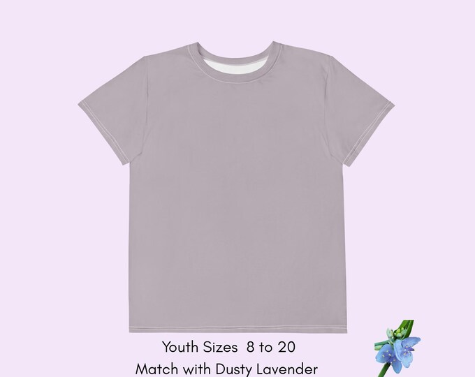 Youth Cotton Crew Neck T-Shirt in Dusty Lavender - Soft & Stylish!