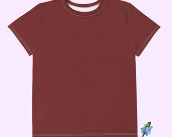 Adorable Youth Cotton Crew Neck T-Shirt in Auburn Color