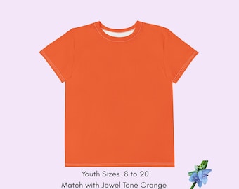 Youth Orange Crew Neck T-Shirt | Soft Cotton Kids Apparel