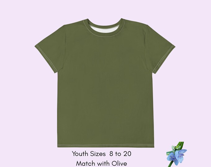Cotton Youth T-Shirt - Saratoga Green Crew Neck Style