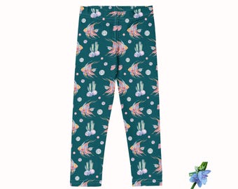 Jewel Toned Angel Fish Kids Leggings - Watercolor Design