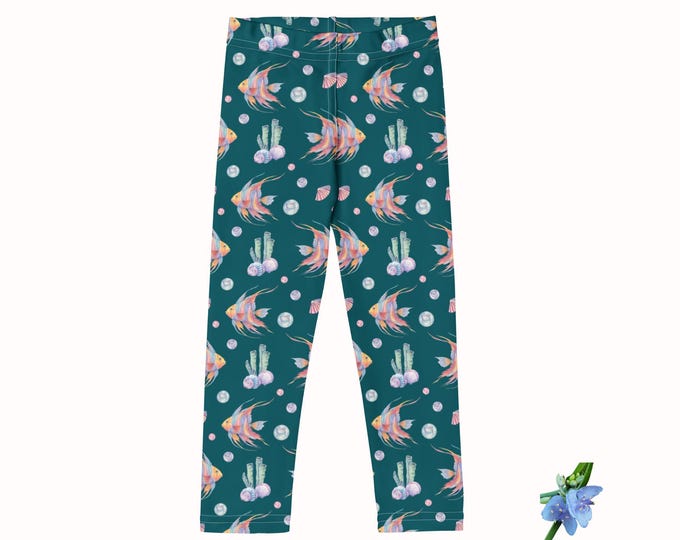 Jewel Toned Angel Fish Kids Leggings - Watercolor Design