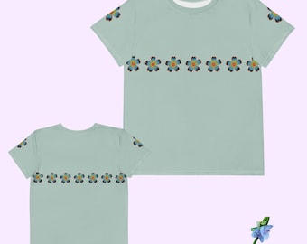 Cotton Boho Floral Youth T-Shirt - Crew Neck Design