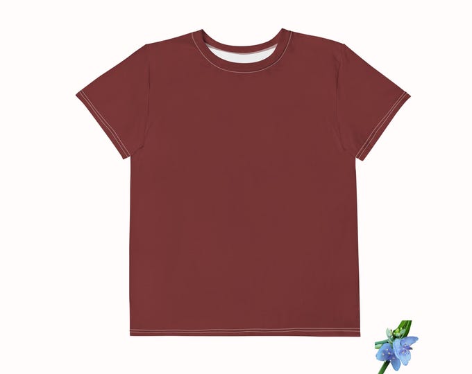 Adorable Youth Cotton Crew Neck T-Shirt in Auburn Color