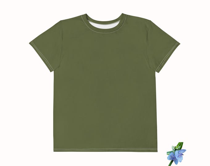 Cotton Youth T-Shirt - Saratoga Green Crew Neck Style