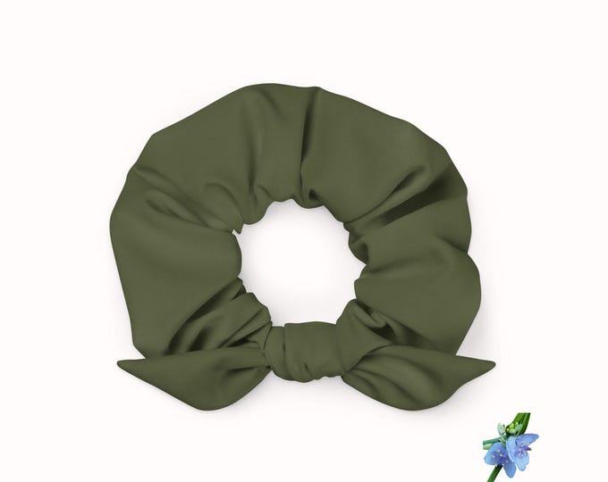 Olive Recycled Scrunchie Ponytail Holder for Girls - Eco-Friendly Hair Accessory