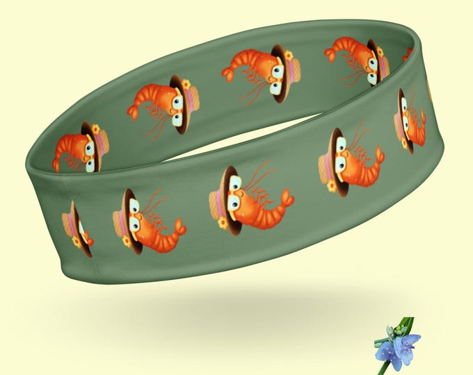 Green Headband with Cheerful Shrimp - Playful Hair Accessories