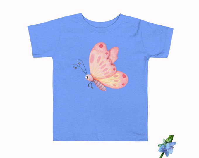 Toddler Pink and Yellow Butterfly Short Sleeve Tee