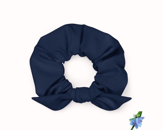 Active Wear Dark Blue Scrunchie | Recycled Hair Accessory for Girls