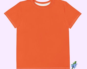 Youth Orange Crew Neck T-Shirt | Soft Cotton Kids Apparel