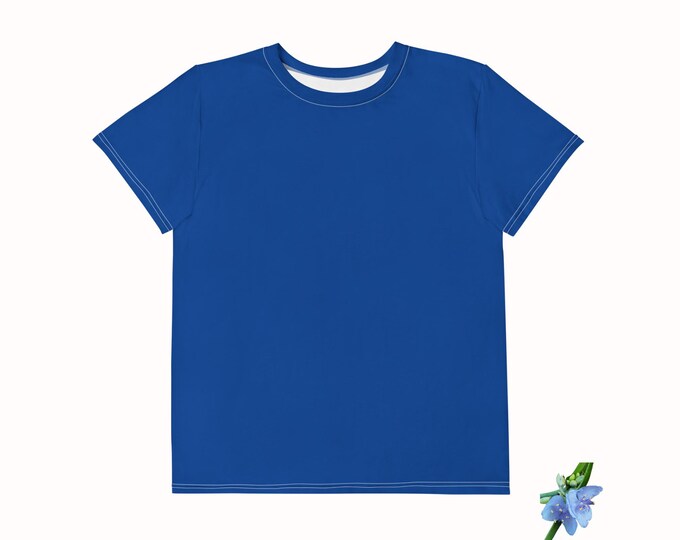 Dark Cerulean Youth Crew Neck Tee - 100% Cotton