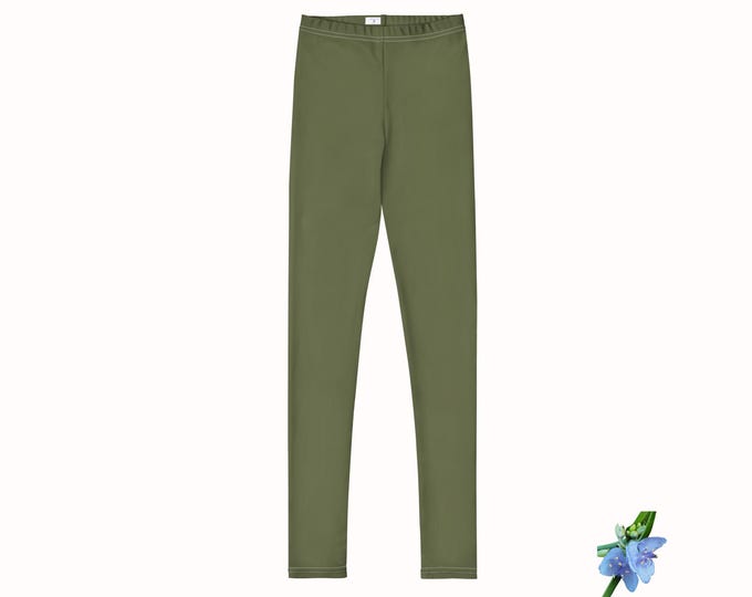 Girls Basic Olive Green Leggings | Youth Fashion