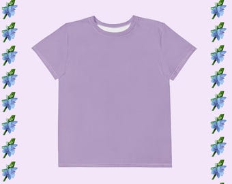 Youth Cotton Crew Neck T-Shirt in Purple - Comfortable Fit