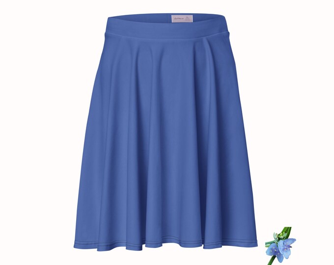 Blue Midthigh Skater Skirt for Women