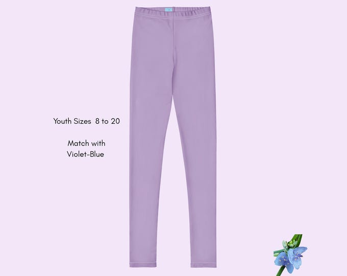 Solid Color Youth Leggings in Violet-Blue - Sizes 8 to 20