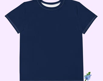 Youth Cotton Crew Neck T-Shirt in Navy Blue - Perfect for Every Day