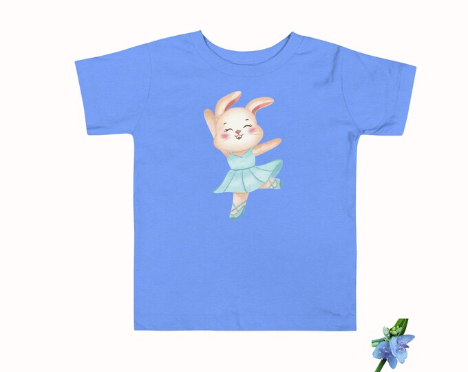 Adorable Short Sleeve Tee with Ballerina Bunny - Cotton T-Shirt