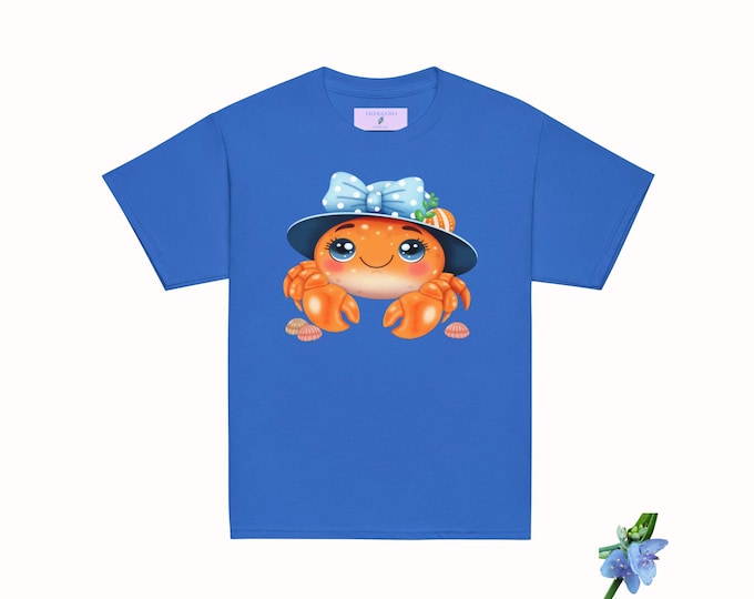 Stylish Youth T-Shirt featuring Crab in Sunglasses & Hat