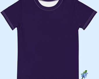 Deep Purple Kids Cotton Crew Neck T-Shirt - Solid Color