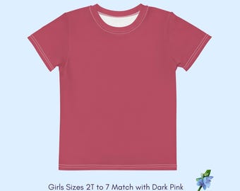 Dark Pink Cotton T-Shirt for Girls - Cozy Crew Neck Top