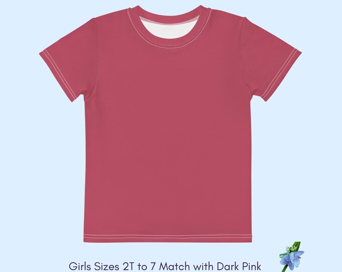 Dark Pink Cotton T-Shirt for Girls - Cozy Crew Neck Top
