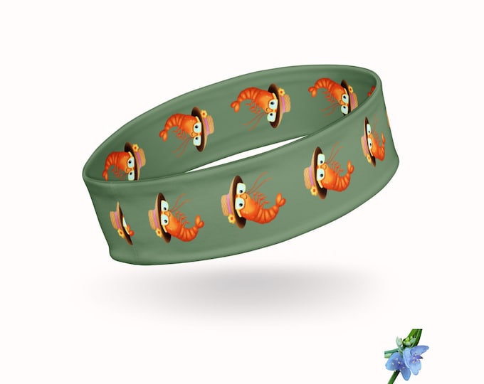 Green Headband with Cheerful Shrimp - Playful Hair Accessories
