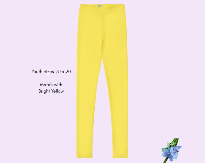 Bright Yellow Leggings for Girls | Youth Sizes 8-20