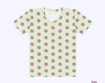 Classic Fit Women's Crew Neck T-Shirt | Sustainable Cotton Fashion Polka Dot Mandalas