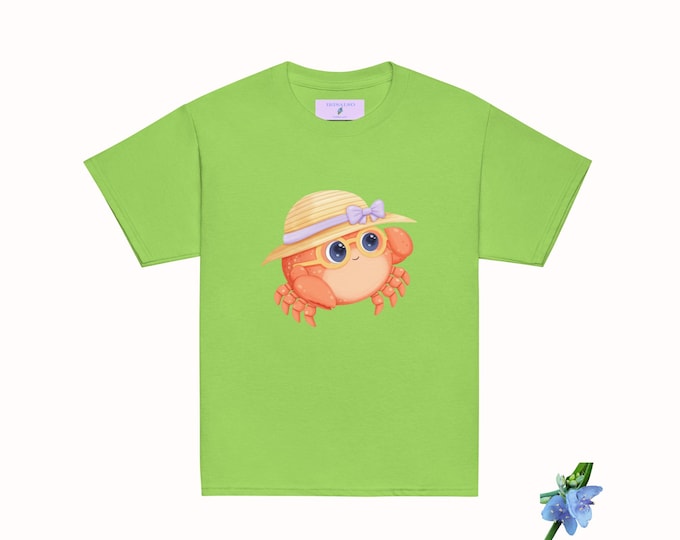 Youth Classic Tee with Crab Design in Sunglasses & Hat