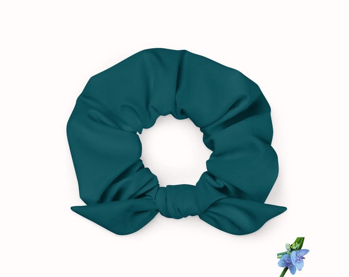 Eco-Friendly Girls Scrunchie in Blue-Green - Sustainable Hair Accessory