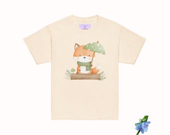 Classic Fit Fox T-Shirt with Green Hat | Unique Animal Tees