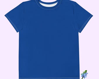 Dark Cerulean Youth Crew Neck Tee - 100% Cotton