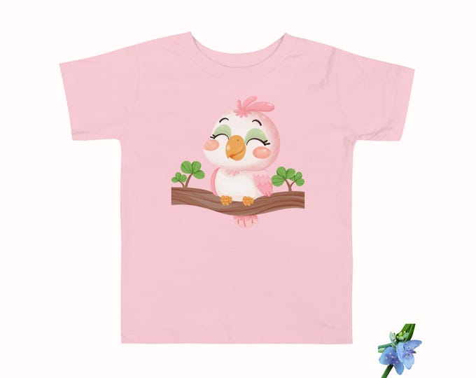 Toddler Classic Tee - Baby Pink Parrot Design