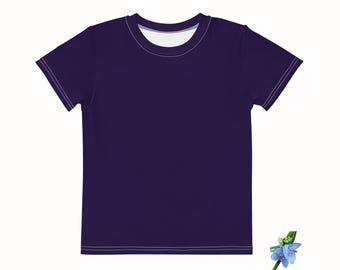 Deep Purple Kids Cotton Crew Neck T-Shirt - Solid Color