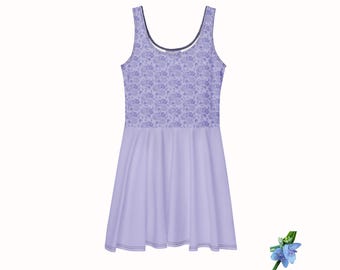 Ladies Skater Dress with Lace Rose Bodice - Feminine Chic Style