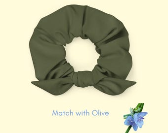 Olive Recycled Scrunchie Ponytail Holder for Girls - Eco-Friendly Hair Accessory