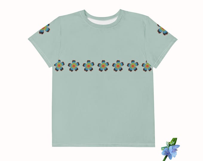 Cotton Boho Floral Youth T-Shirt - Crew Neck Design