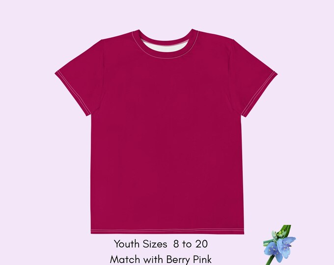 Burgundy Crew Neck T-Shirt for Youth - Cotton Comfort