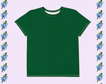 Youth cotton crew neck T-shirt Forest green