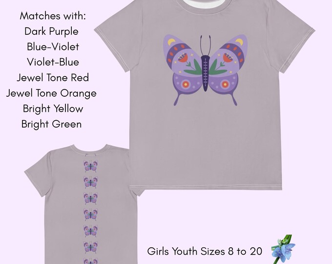 Graphic Butterfly Youth T-Shirt in Soft Cotton Crew Neck