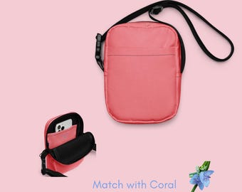 Coral Color Girls Crossbody Bag with Adjustable Strap